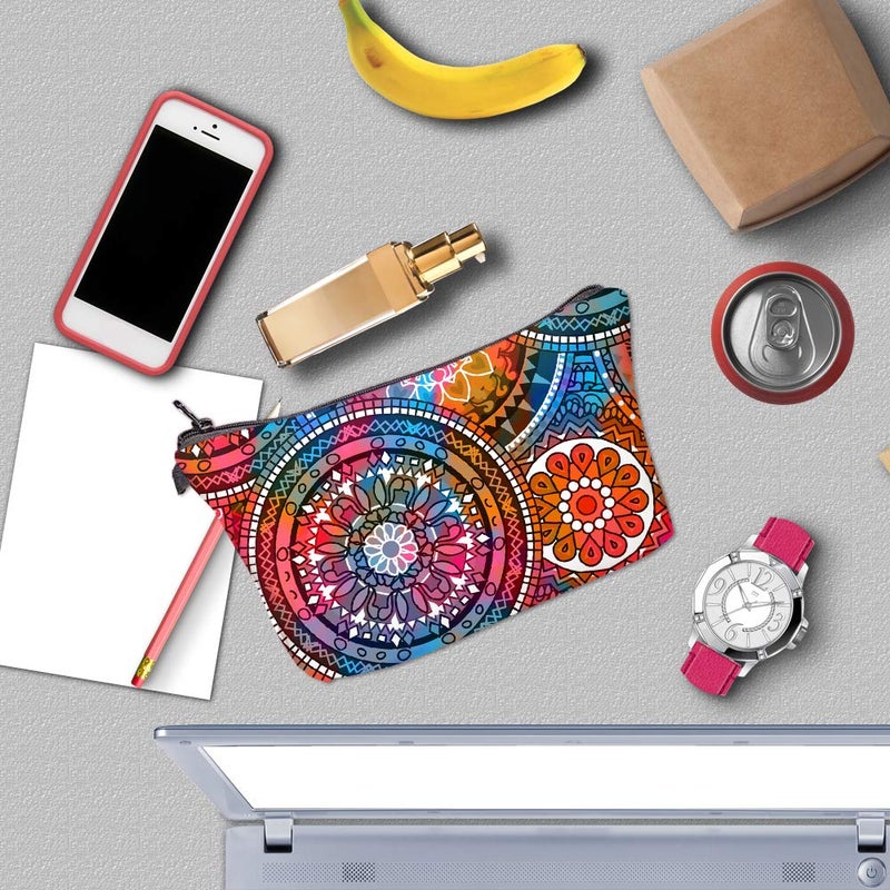 Deanfun Cosmetic Bag for Women, Mandala Flowers Waterproof Makeup Bags Roomy Toiletry Pouch Travel Accessories Gifts (51555) - Image 4